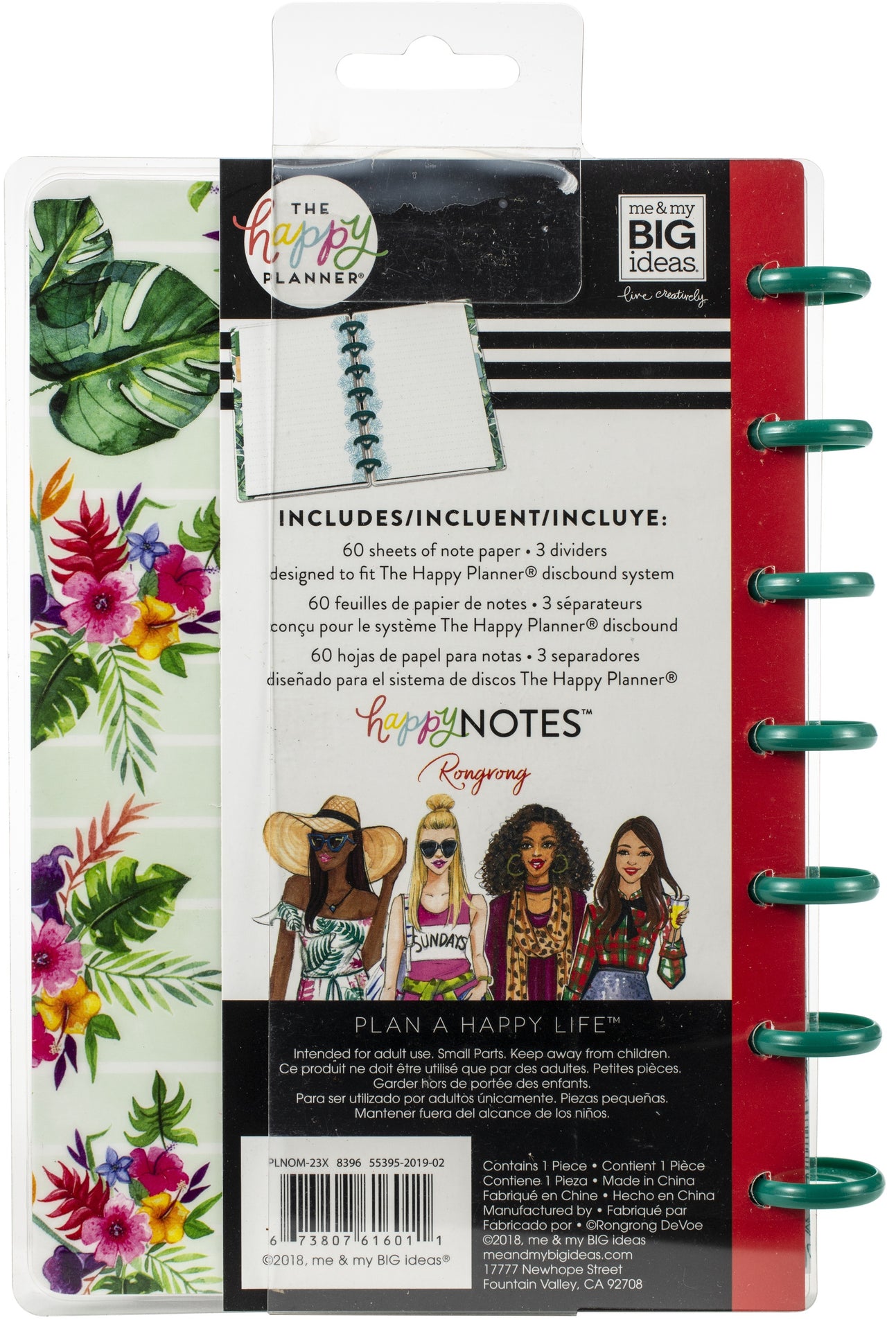 Happy Planner X Rongrong Mini Notebook W/60 Sheets - Tropical Vibes
