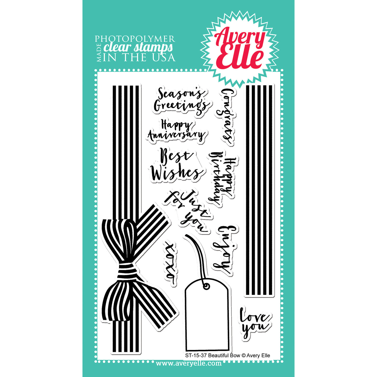 Avery Elle Clear Stamp Set 4"X6" - Beautiful Bow