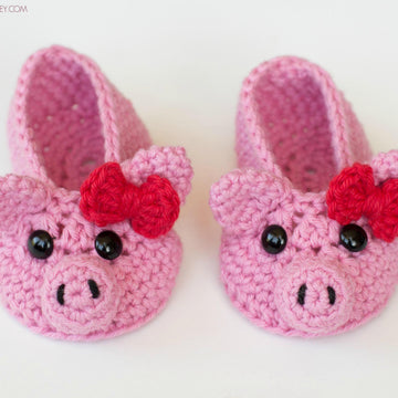 Pink Piggy Baby Booties