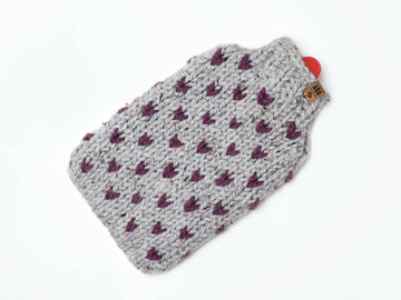 Hot Water Bottle Cover Fair Isle Mini Hearts Chunky Wool