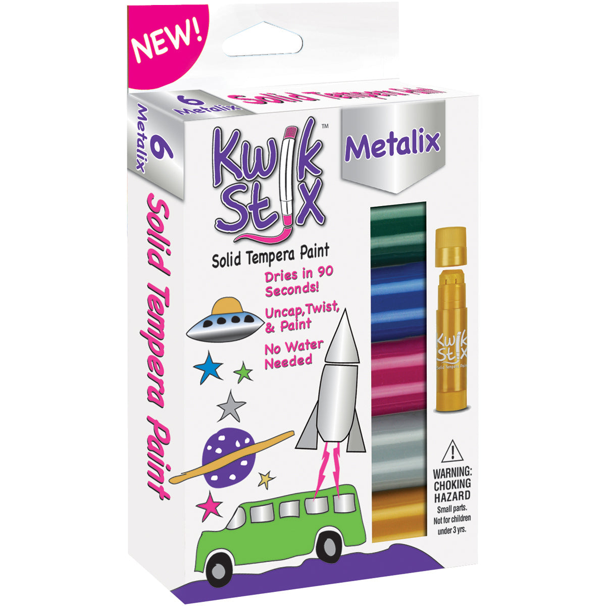 The Pencil Grip Kwik Stix Tempera Paint 6/Pkg - Metallic