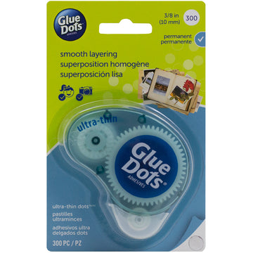 Glue Dots Clear Dot Disposable Dispenser - Ultra Thin .375" 300/Pkg