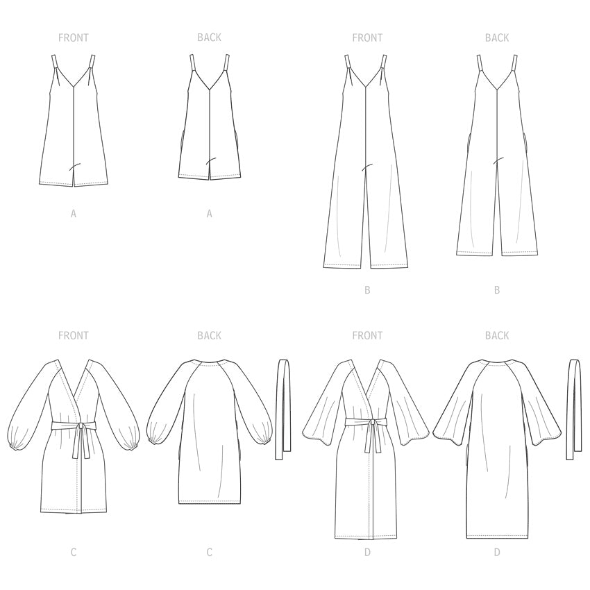 McCall's Misses' Romper, Jumpsuit, Robe with Sash M8261 - Sewing Pattern
