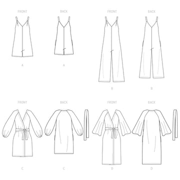 McCall's Misses' Romper, Jumpsuit, Robe with Sash M8261 - Sewing Pattern
