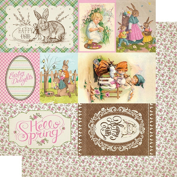 Authentique Paper Cottontail Double-Sided Cardstock 12"X12" 18/Pkg - #7 4"X6" Cut-Aparts