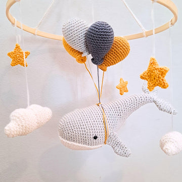 Whale in the sky baby mobile