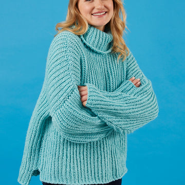 Cuddle Sweater - Free Jumper Knitting Pattern for Women in Paintbox Yarns 100% Wool Chunky Superwash by Paintbox Yarns