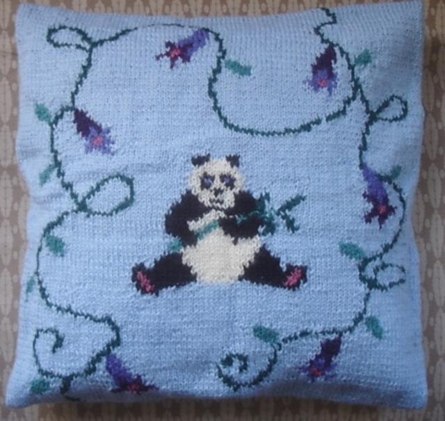 Panda in the Flowers cushion cover