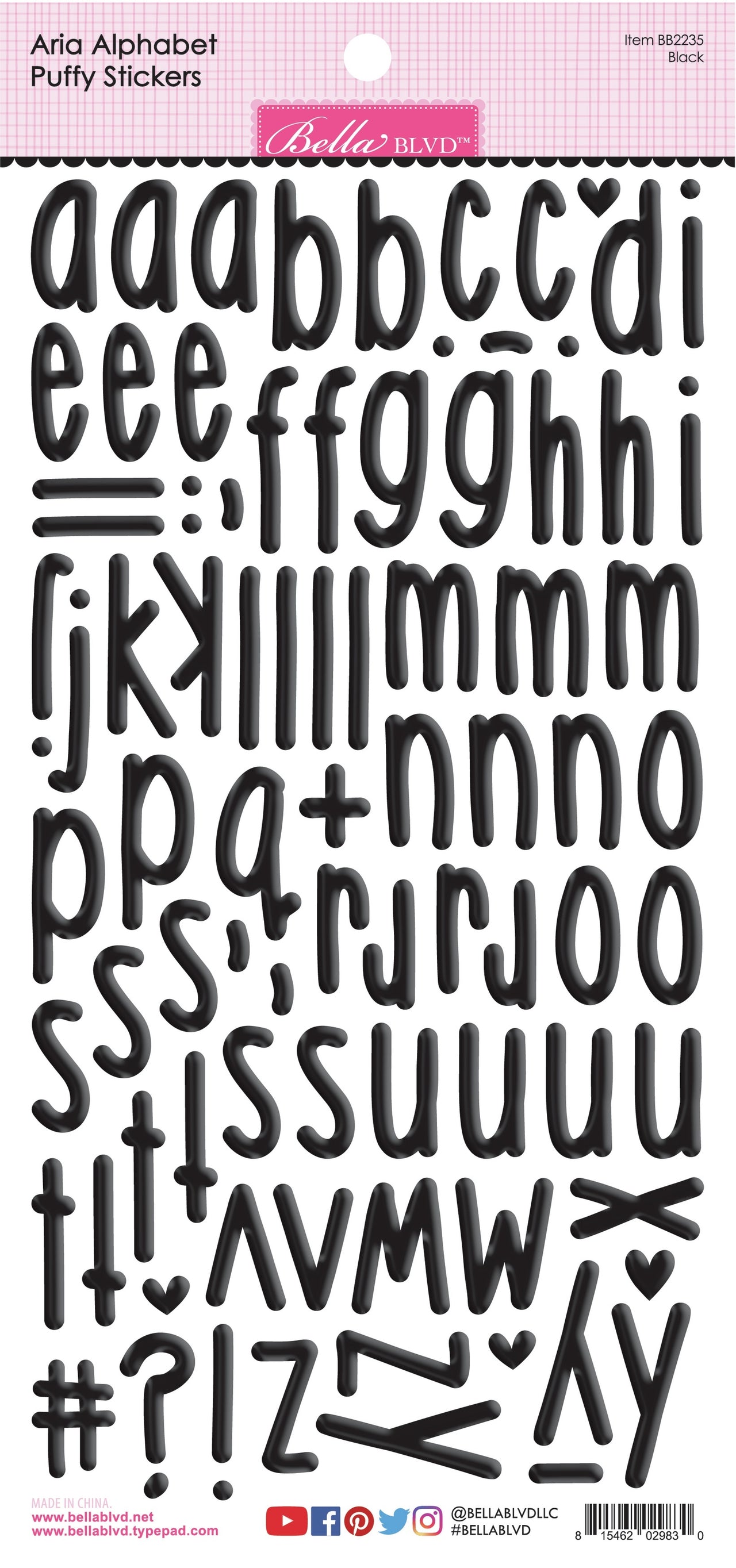 Doodlebug Aria Alpha Puffy Stickers - Black