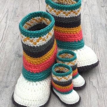 Fair Isle Mukluk Slippers- Crochet Pattern