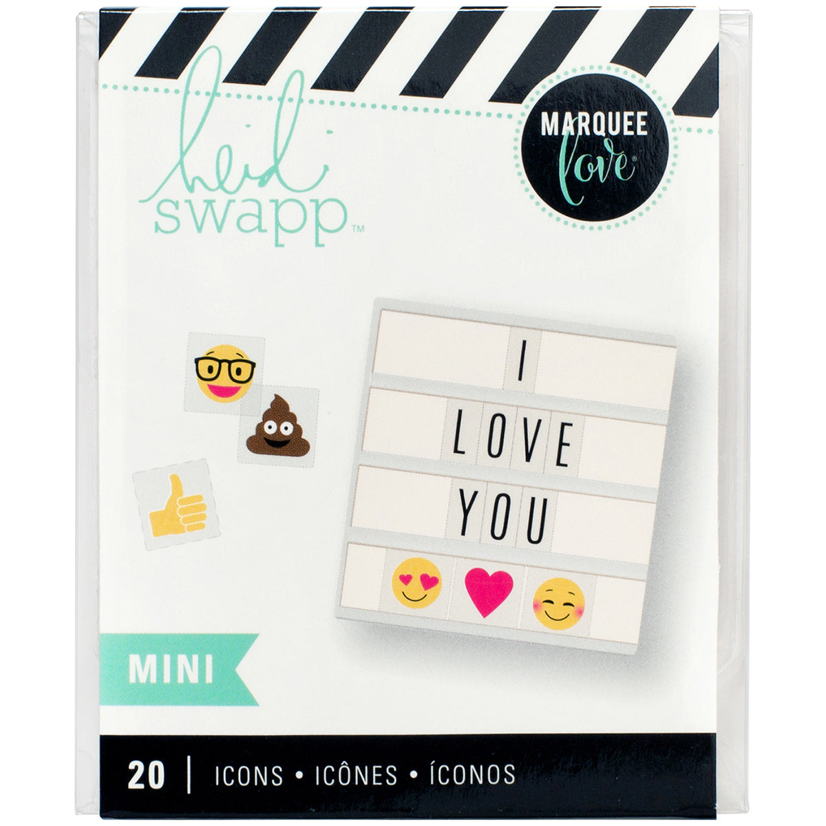American Crafts Heidi Swapp Lightbox Mini Inserts 20/Pkg - Emoji Icons