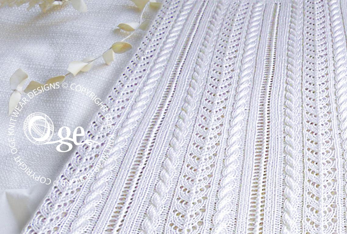 Lace and Cable Baby Blanket - P053