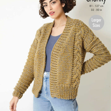 Sweater and Edge To Edge Jacket Knitted in King Cole Big Value Super Chunky Stormy - 5842 - Downloadable PDF
