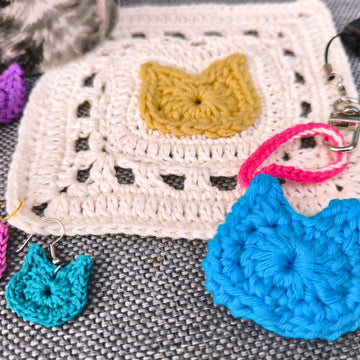 Crochet Cat Head Keychain Phone Charm Gift tag party favor
