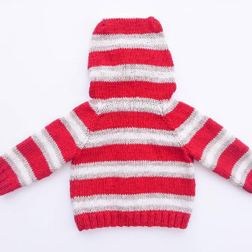 Striped Raglan Jumper Cardigan Opt. Hood