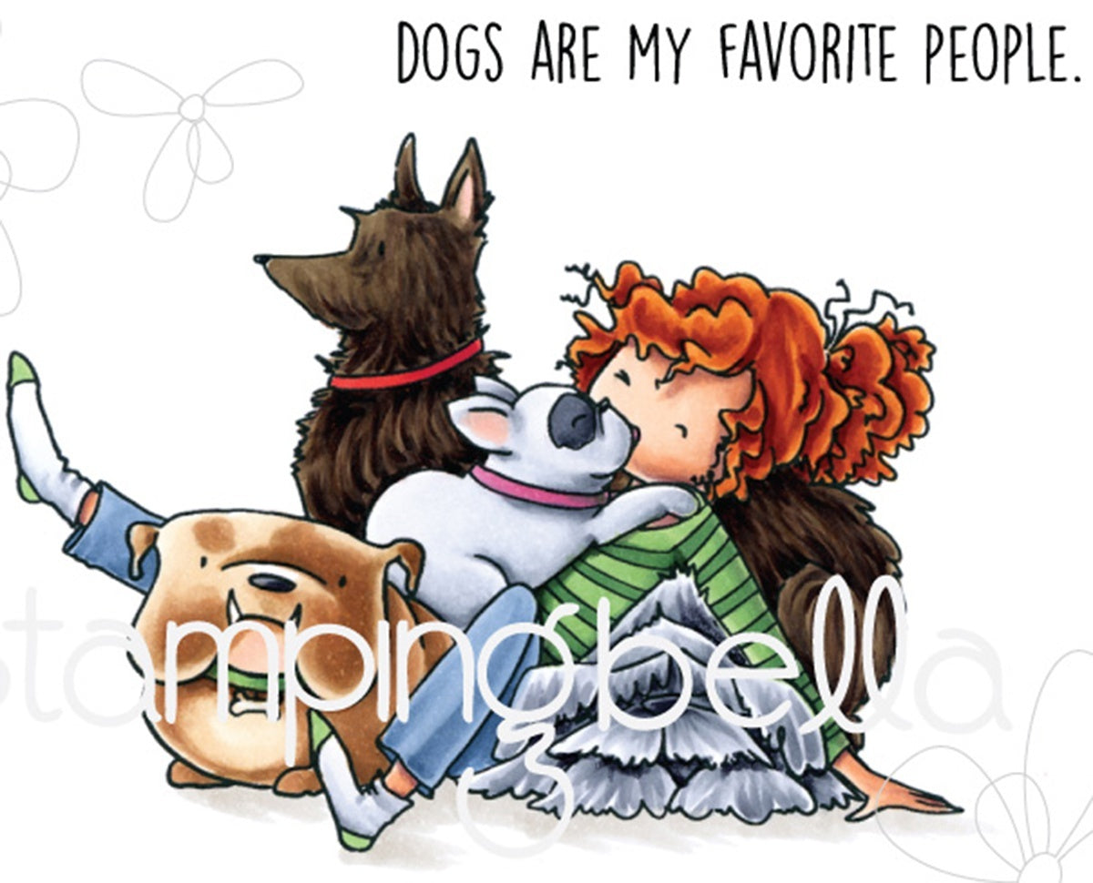 Stamping Bella Cling Stamps - Tiny Townie Daphme & Her Dogs