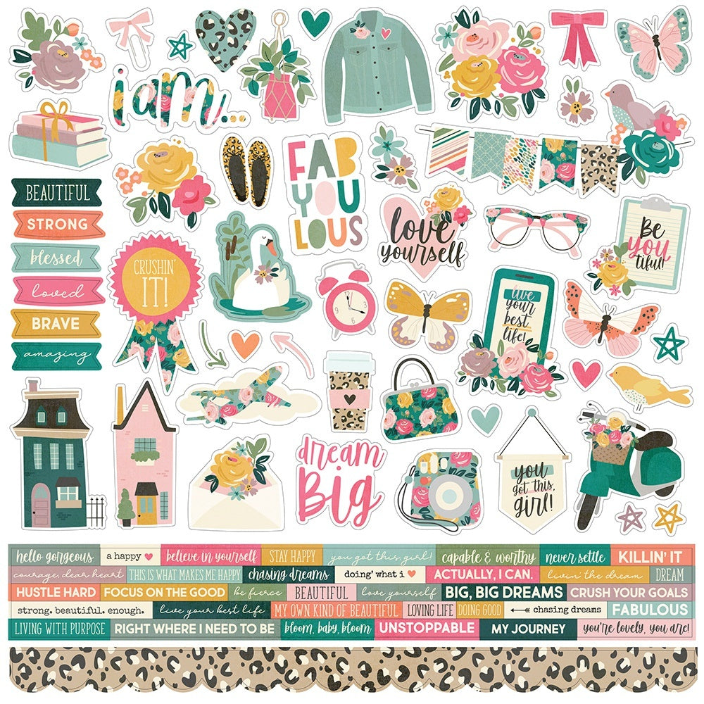 Simple Stories I Am Cardstock Stickers 12"X12" - Combo