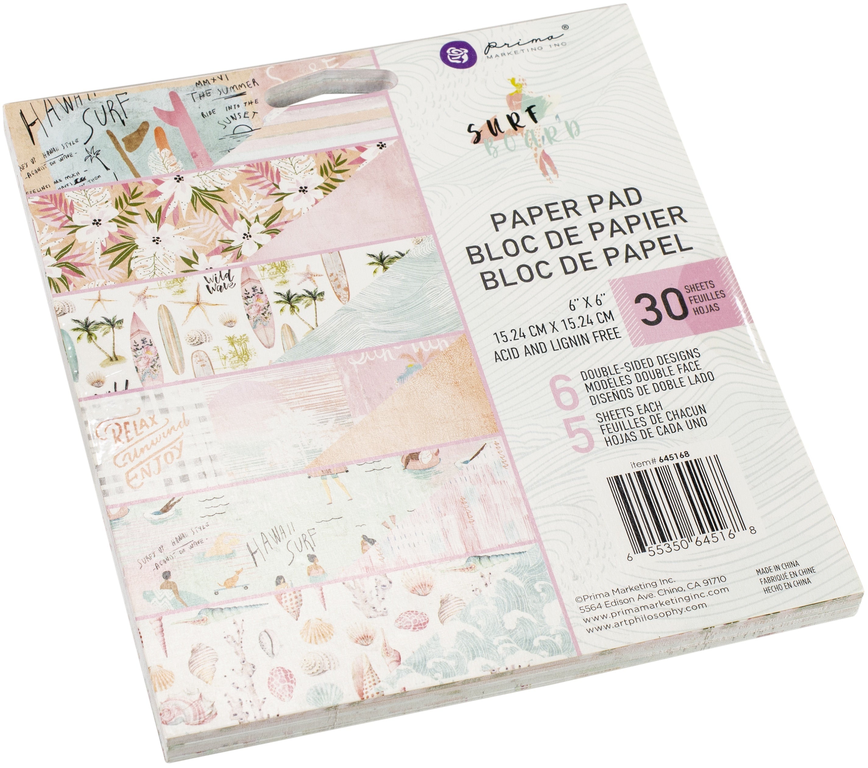 Prima Marketing Double-Sided Paper Pad 6"X6" 30/Pkg - Surfboard