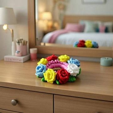 Crochet Flower Scrunchie Pattern | PDF + Video Tutorial | Beginner