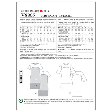 Vogue Misses' Dress V8805 - Sewing Pattern