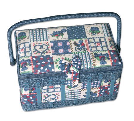 Sewandso Rectangular Sewing Basket - Blue