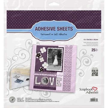 3L Scrapbook Adhesives Permanent Adhesive Sheets 25/Pkg - 12"X12"