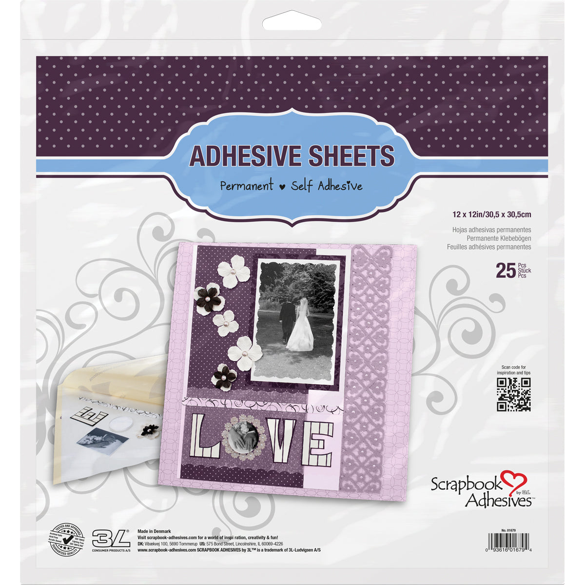 3L Scrapbook Adhesives Permanent Adhesive Sheets 25/Pkg - 12"X12"