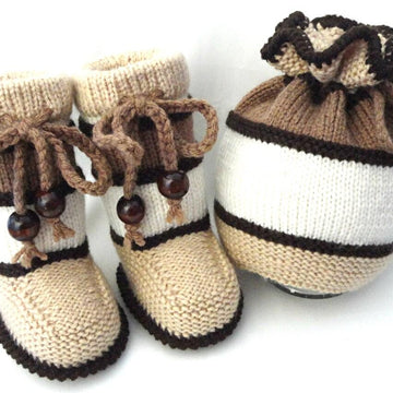 Knitting PATTERN Baby Hat Baby Booties Baby Set with Pompoms