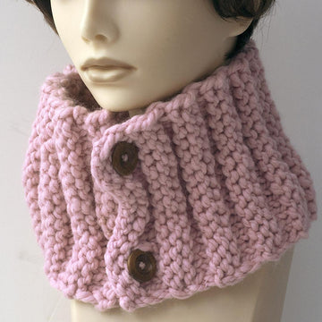 Buttoned Ribbed Cowl