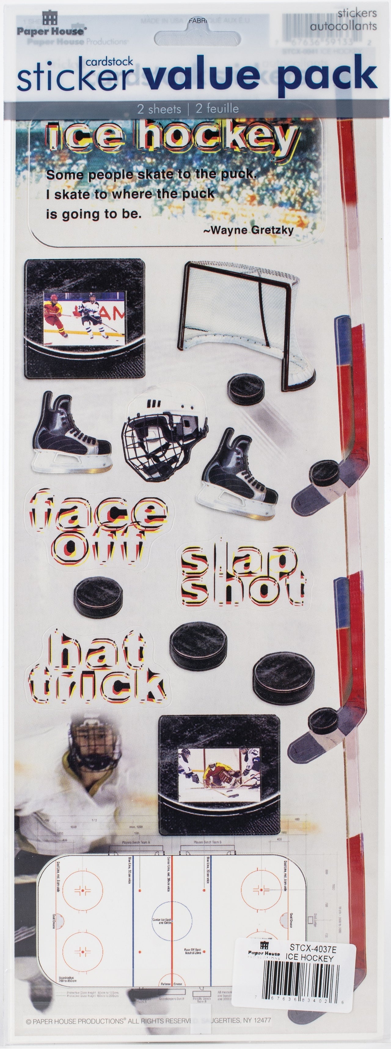 Paper House Cardstock Sticker 2/Pkg - Ice Hockey
