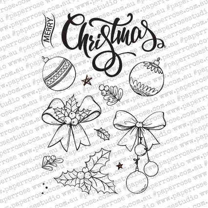 Paper Rose Clear Stamps 4"X6" - Sketchy Christmas Ornaments