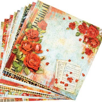 Ciao Bella Double-Sided Paper Pack 90lb 12"X12" 12/Pkg - Tango, 12 Designs/1 Each
