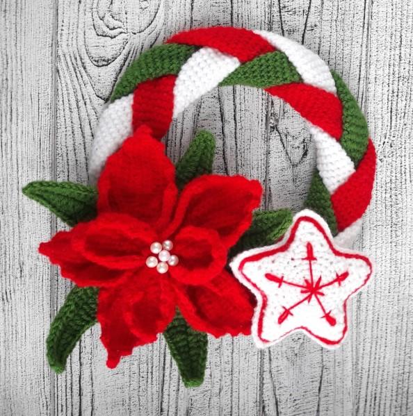 Crochet Christmas Wreath Pattern: Poinsettia & Stars (PDF Pattern)
