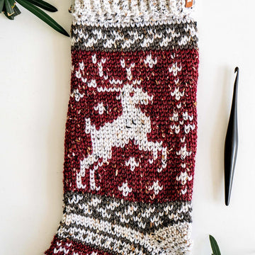 Prancing Deer Crochet Stocking