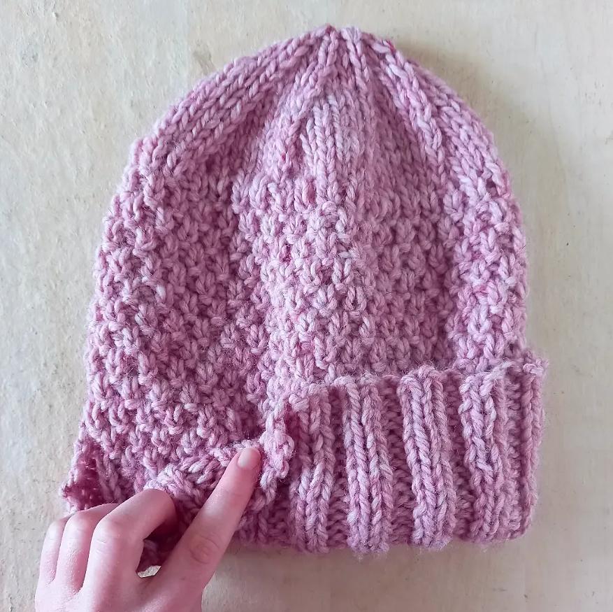 Chunky Hat on Straight Needles (#3): double moss