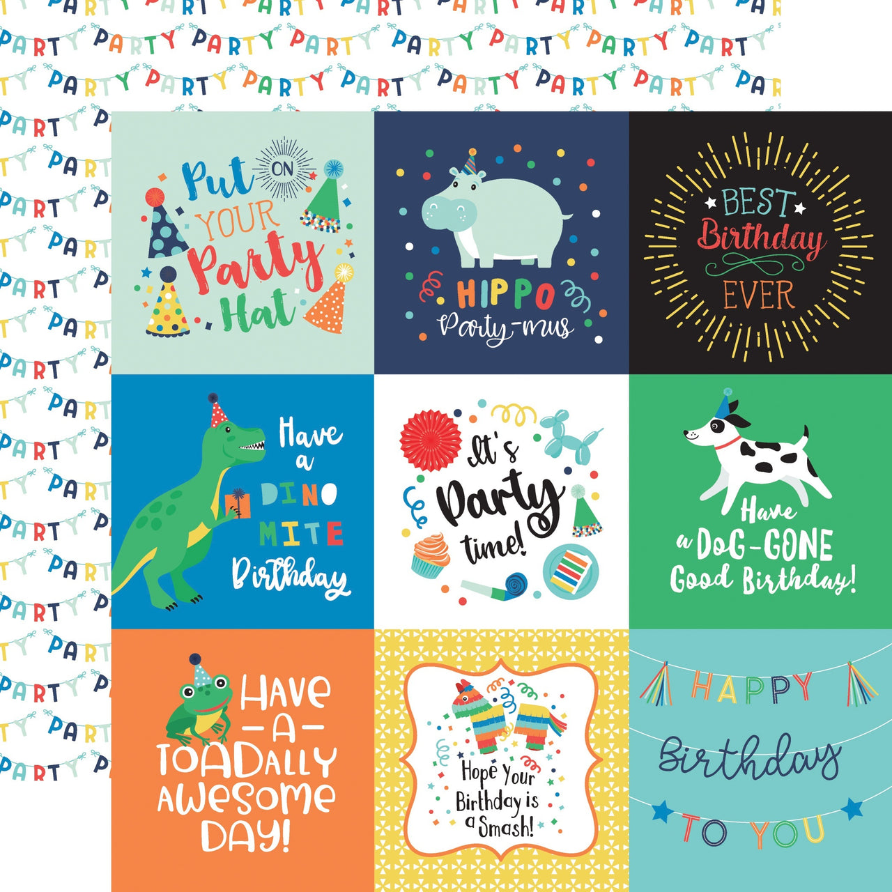 Echo Park Paper It's Your Birthday Boy Double-Sided Cardstock 12"X12" 25/Pkg - 4"X4" Journaling Cards