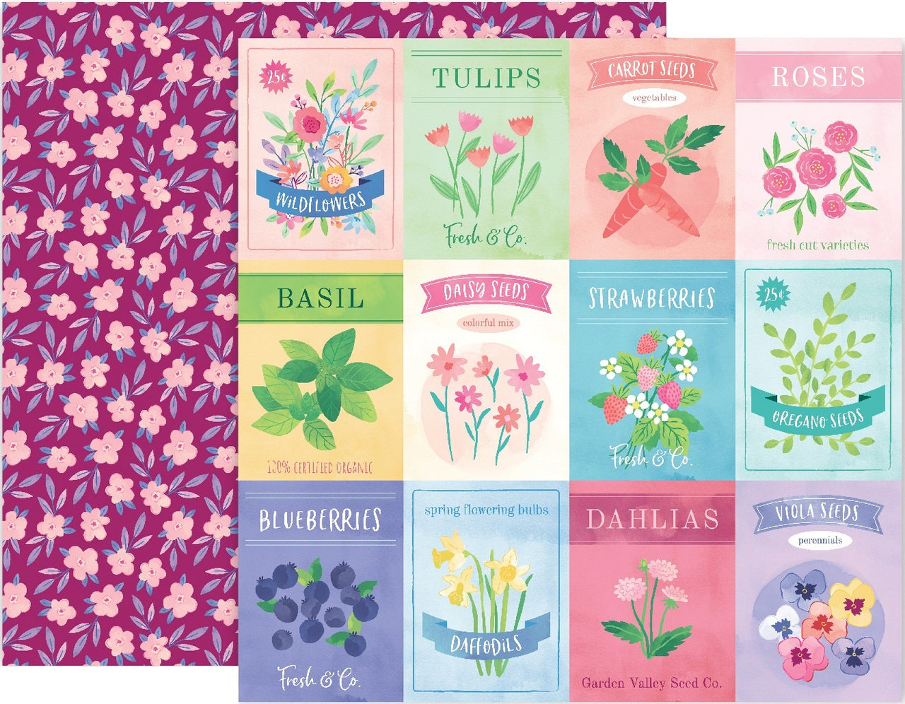 American Crafts Paige Evans Bloom Street Double-Sided Cardstock 12"X12" 25/Pkg - #11