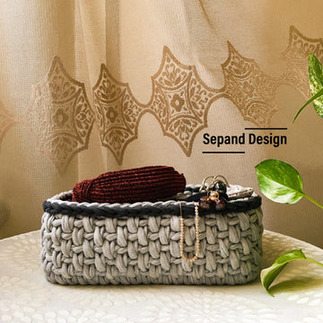 Recycled (t-shirt) yarn basket container-107