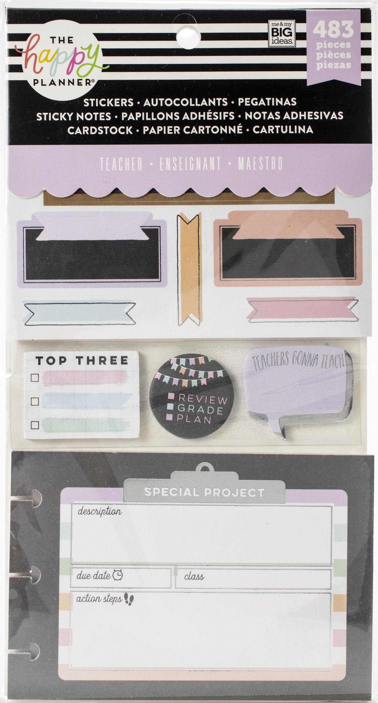Happy Planner Note Cards/Sticky Note Multi Pack - Chalkboard (teacher)