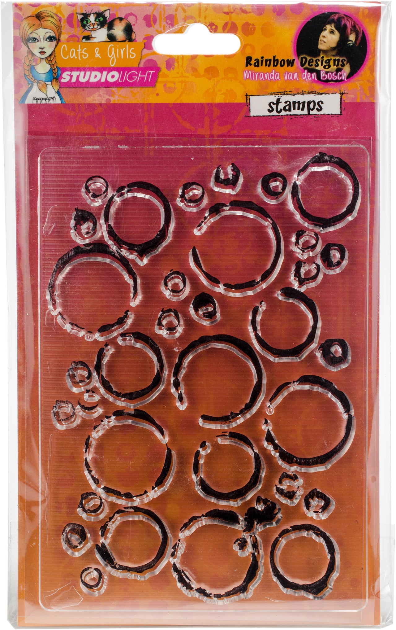Studio Light Mixed Media Rainbow Designs Stamps - Cats & Girls-Bubbles