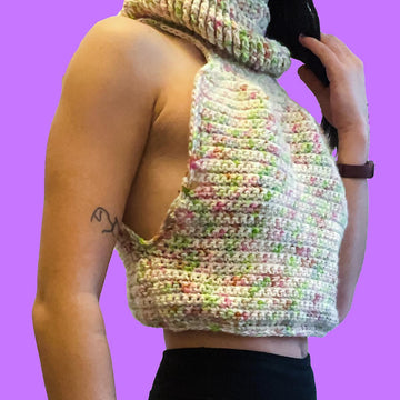 Cowl Neck Cropped Sweater Vest