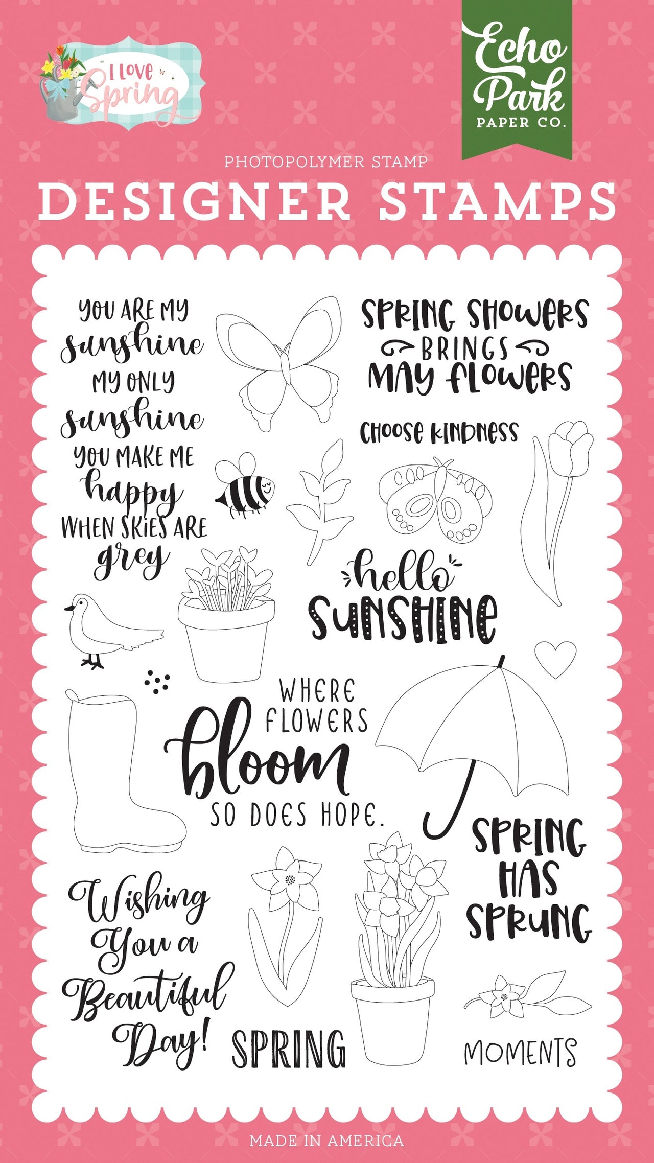 Echo Park Paper Echo Park Stamps - Spring Showers, I Love Spring