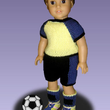 Doll clothes pattern.(knit) Fits American Girl Doll. Soccer Set 023