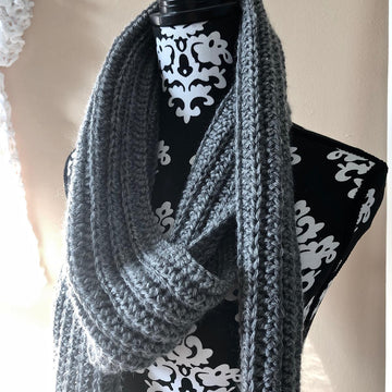 Ribbed Pompom Scarf