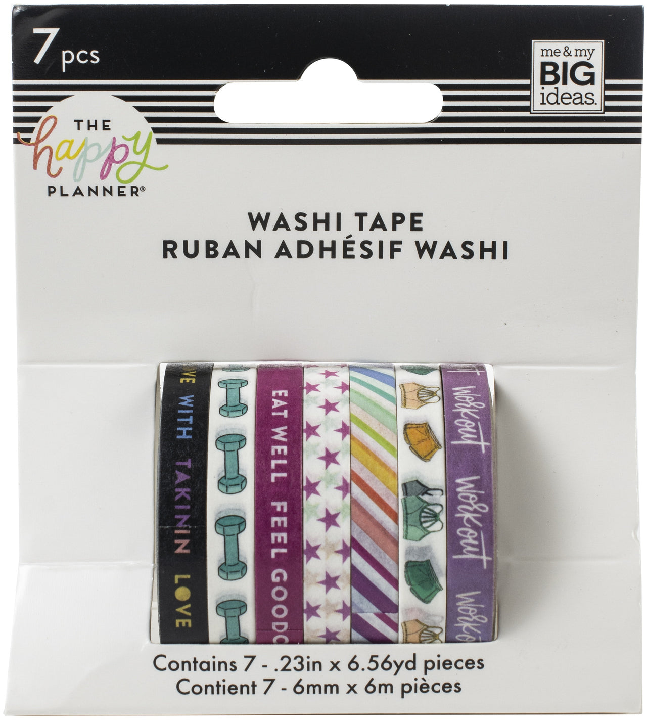 Happy Planner Skinny Washi Tape 7/Pkg - Fitness
