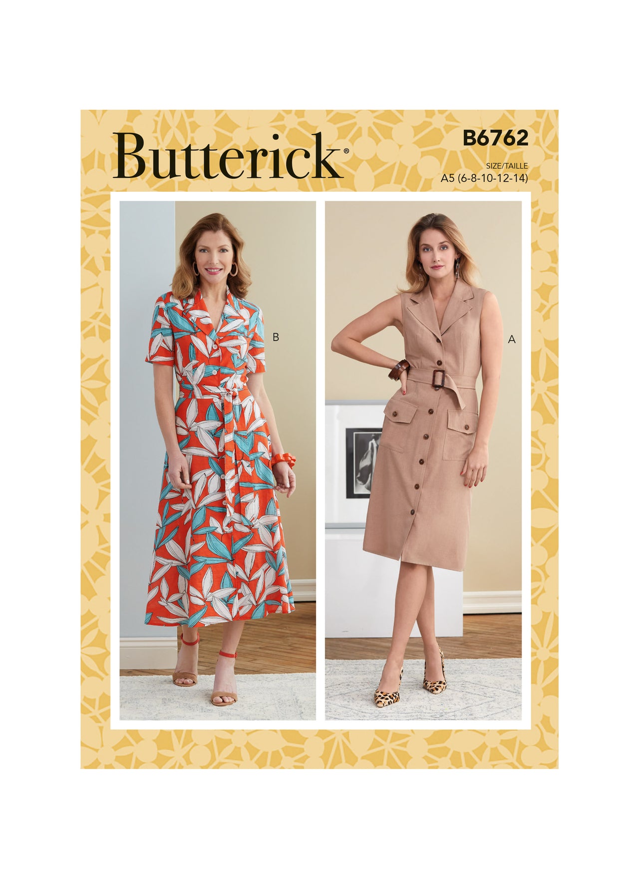 Butterick Misses' Dress, Sash and Belt B6762 - Sewing Pattern