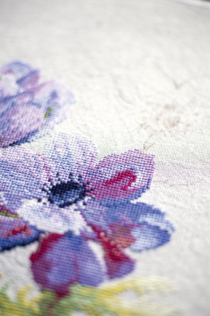 Lanarte Counted Cross Stitch Kit Blue Anemones