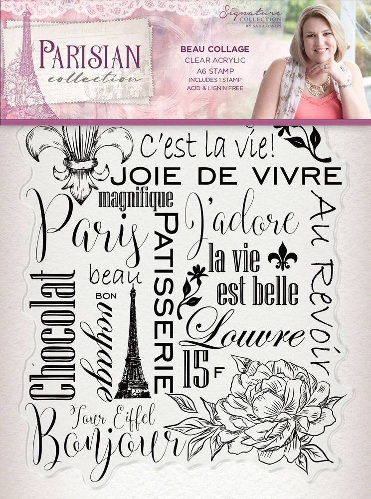 Crafter's Companion Parisian Clear Stamps - Beau Collage