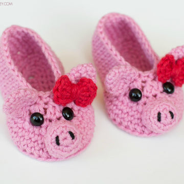 Pink Piggy Baby Booties