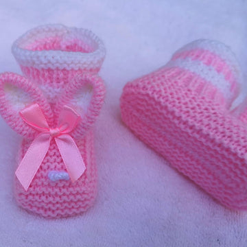 PINK Bunny Baby Booties